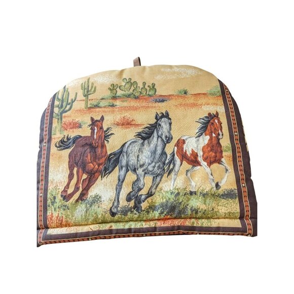 Vintage Toaster Cover Handmade Horse Graphics Cushioned Ranch Farm Equestrian - Picture 3 of 5